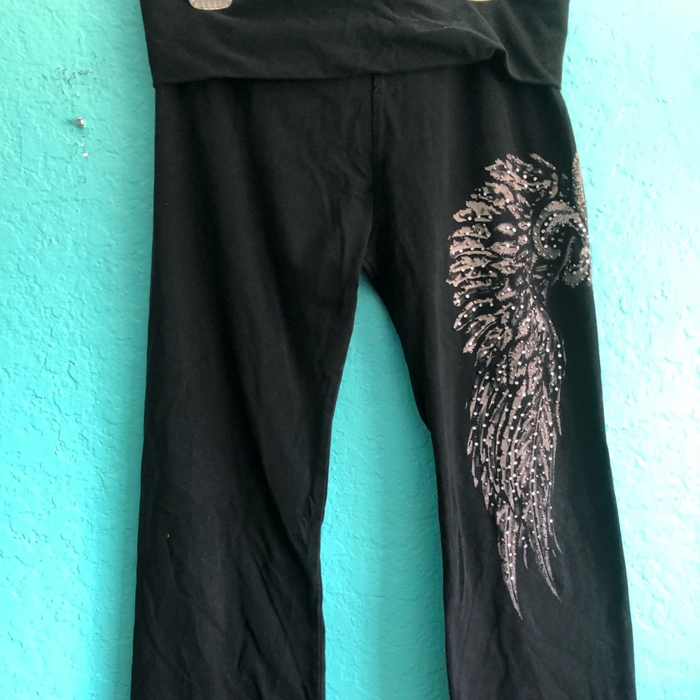Winged fold over yoga leggings